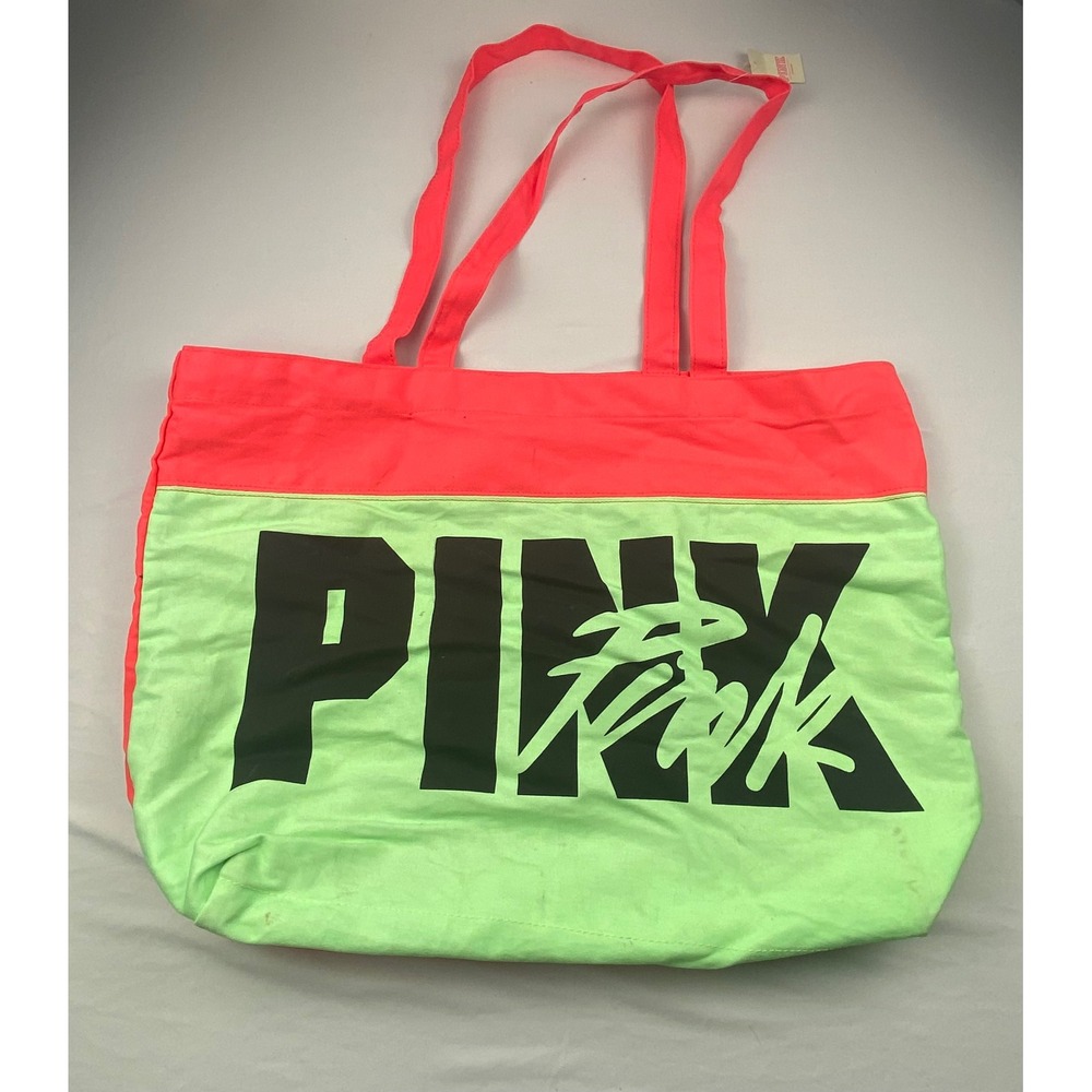 Victoria's Secret PINK Neon green Tote Bag Extra‎ Large Beach Bag